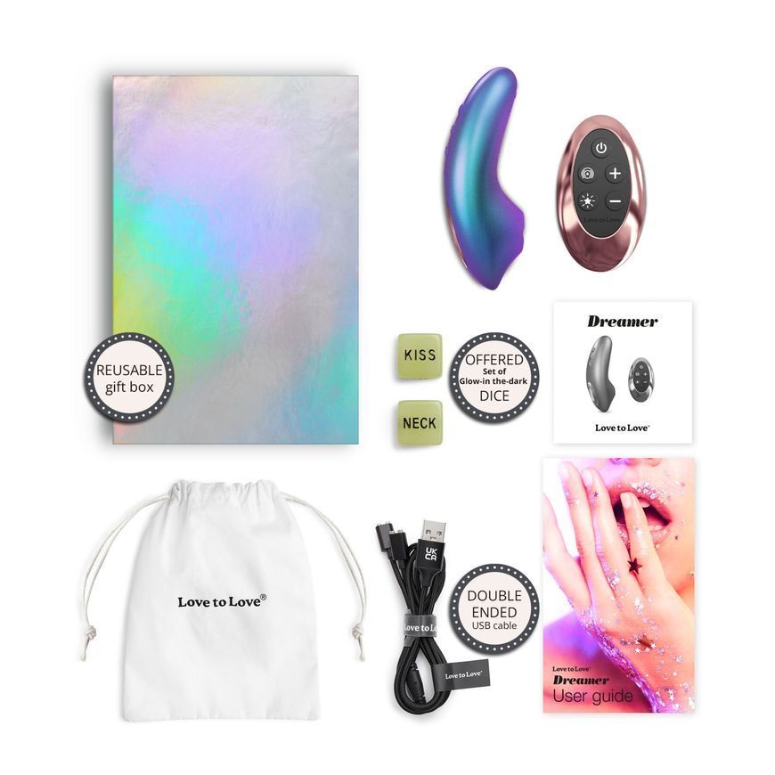 Вакуумний кліторальний стимулятор Love To Love DREAMER &ndash; IRIDESCENT TURQUOISE, пестощі язичком,пульт