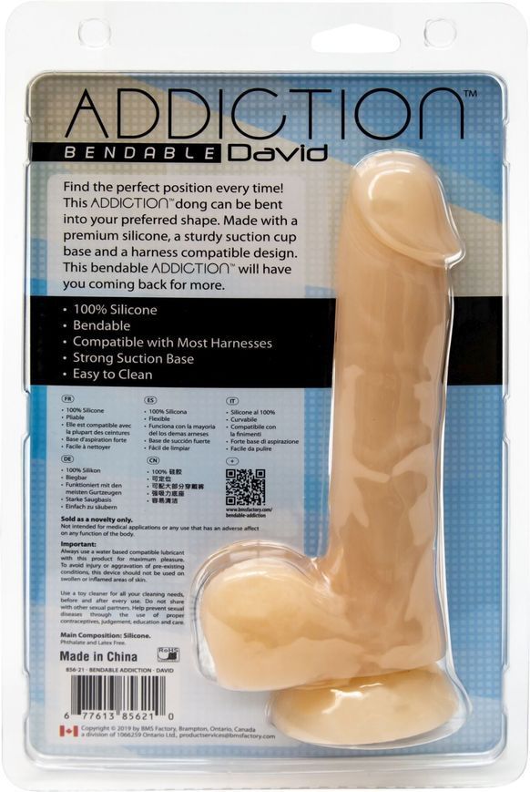 Фалоімітатор ADDICTION - DAVID - 8" Bendable Silicone Dong