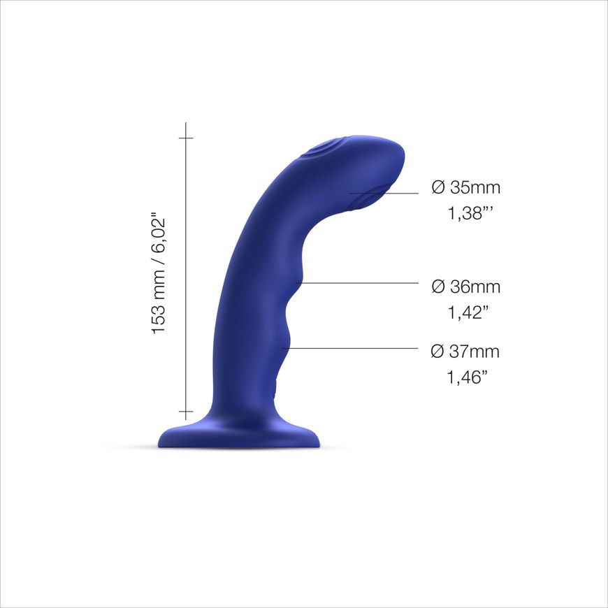 Насадка для страпона з подвійною точковою пульсацією Strap-On-Me TAPPING DILDO WAVE - NIGHT BLUE