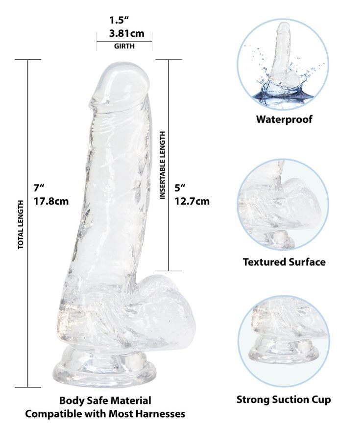 Фалоімітатор ADDICTION - Crystal Clear Dildo with Balls - 7"