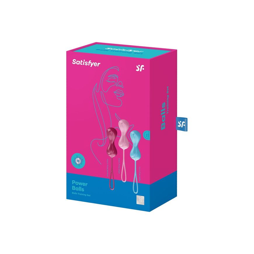 Вагинальные шарики Satisfyer Power Balls (3 пары), диаметр 3,4см, вес 60-76-92гр, с шариком внутри