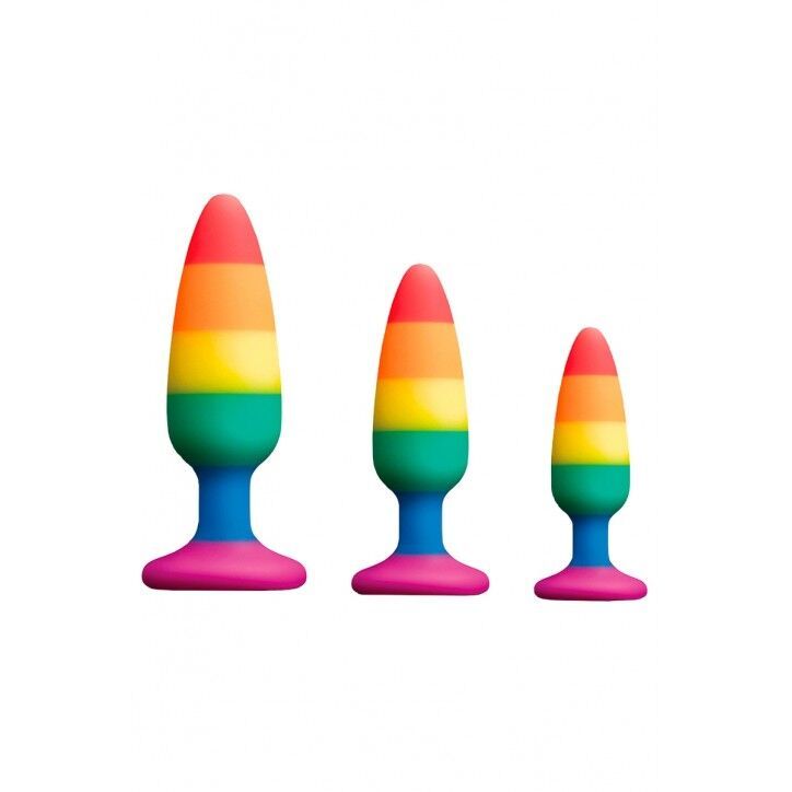 Силіконова анальна пробка Wooomy Hiperloo Silicone Rainbow Plug L, діаметр 3,9 см, довжина 13,1 см, Веселка