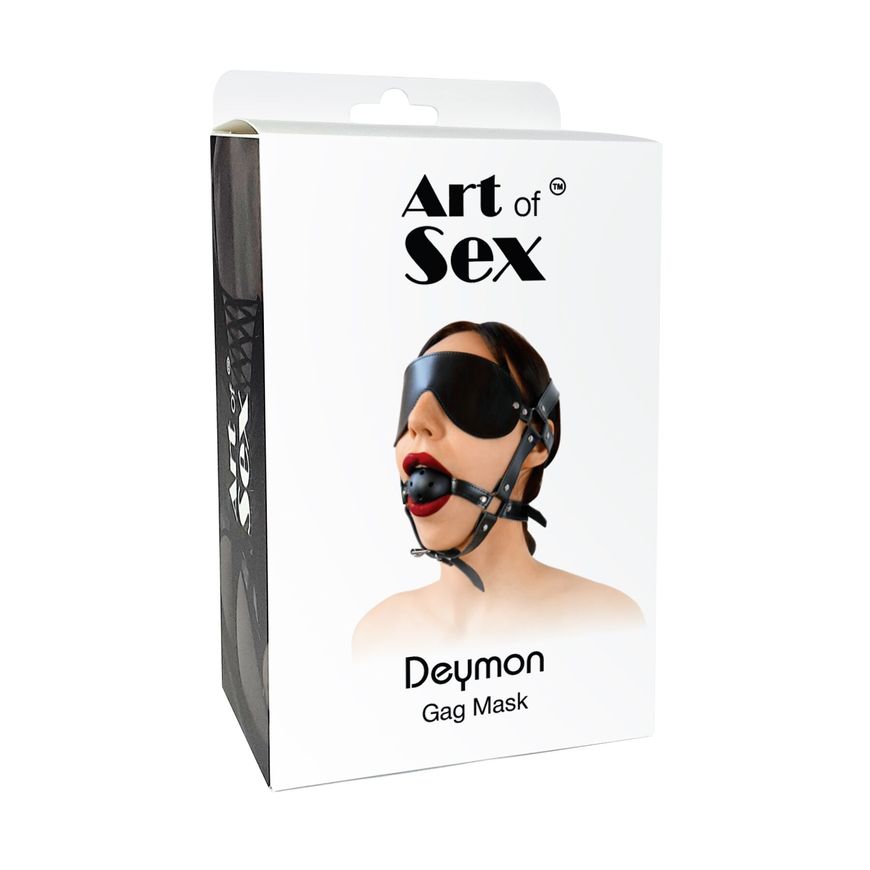 Кляп-маска Art of Sex - Deymon, екошкіра, колір чорний