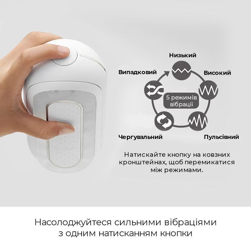 Мастурбатор Tenga Flip Zero Electronic Vibration White, змінна інтенсивність, розкладний