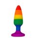 Силіконова анальна пробка Wooomy Hiperloo Silicone Rainbow Plug M, діаметр 2,9 см, довжина 11 см, Веселка