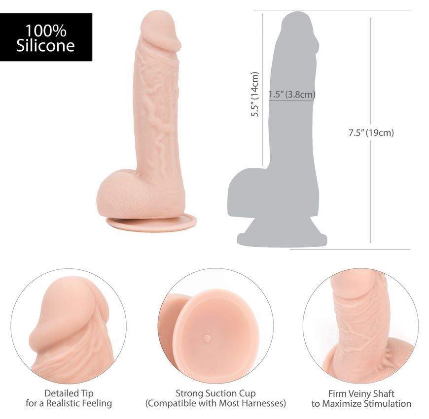 Фалоімітатор ADDICTION - Mark 7.5" Dildo With Balls, Beige