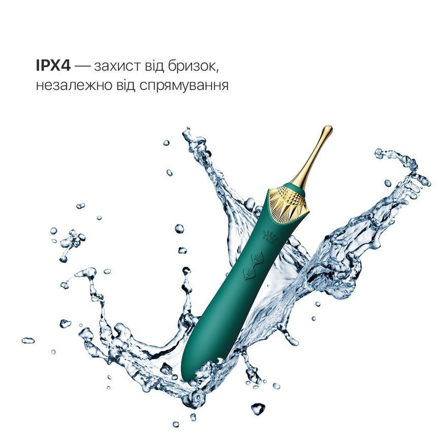 Вагінально-кліторальний вібратор Zalo &mdash; Bess Turquoise Green, багатофункціональний із насадками