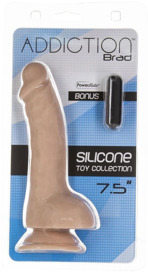 Фалоімітатор ADDICTION - BRAD 7.5" Dildo With Balls, Beige