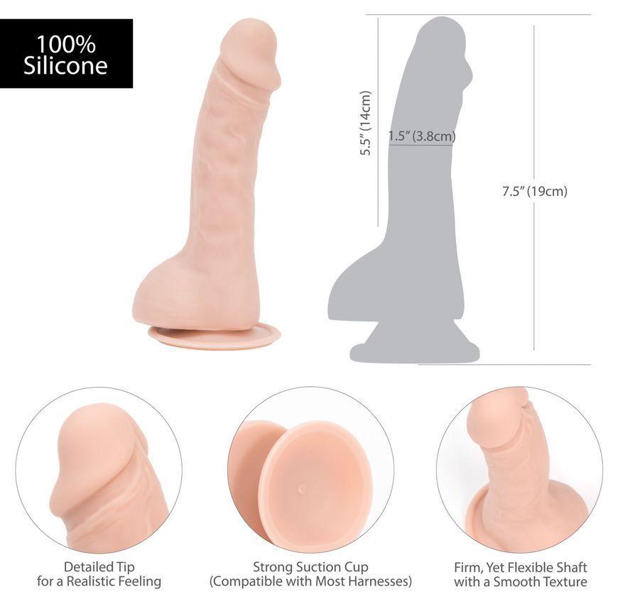 Фалоімітатор ADDICTION - BRAD 7.5" Dildo With Balls, Beige