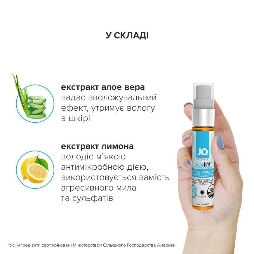 Очищувальний спрей System JO NATURALOVE &mdash; ORGANIC (30 мл) без сульфатів, триклозану та спирту
