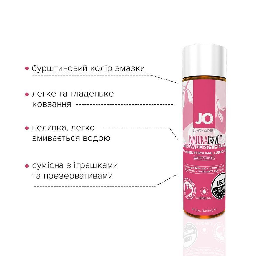 Змазка на водній основі System JO NATURALOVE Strawberry (120 мл) з екстрактом ромашки та листя агави