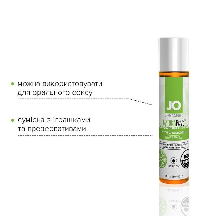 Змазка на водній основі System JO NATURALOVE &mdash; ORGANIC (30 мл) з екстрактом листя агави та ромашки