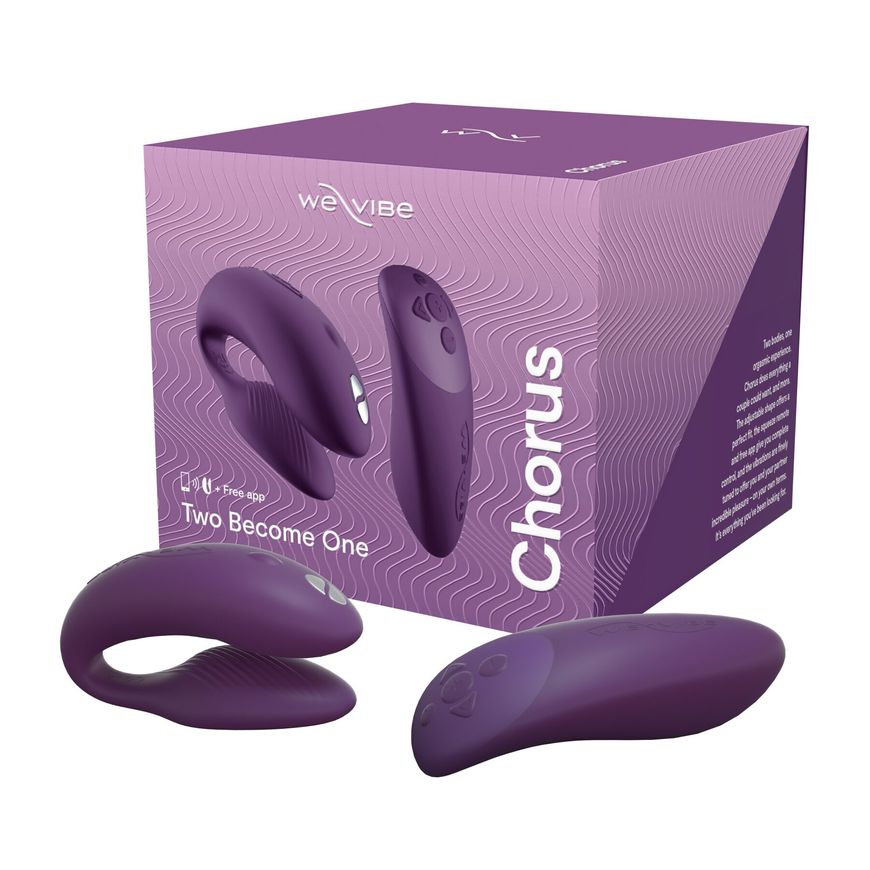 Смарт-вібратор для пар We-Vibe Chorus Purple, сенсорне керування вібраціями стисненням пульта