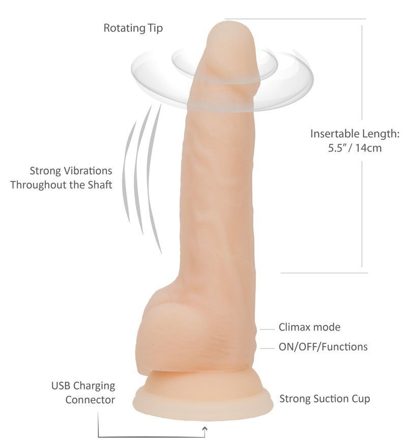 Фалоімітатор ADDICTION - Naked - 8" Rotating & Vibrating Dildo with Remote &ndash; Vanilla