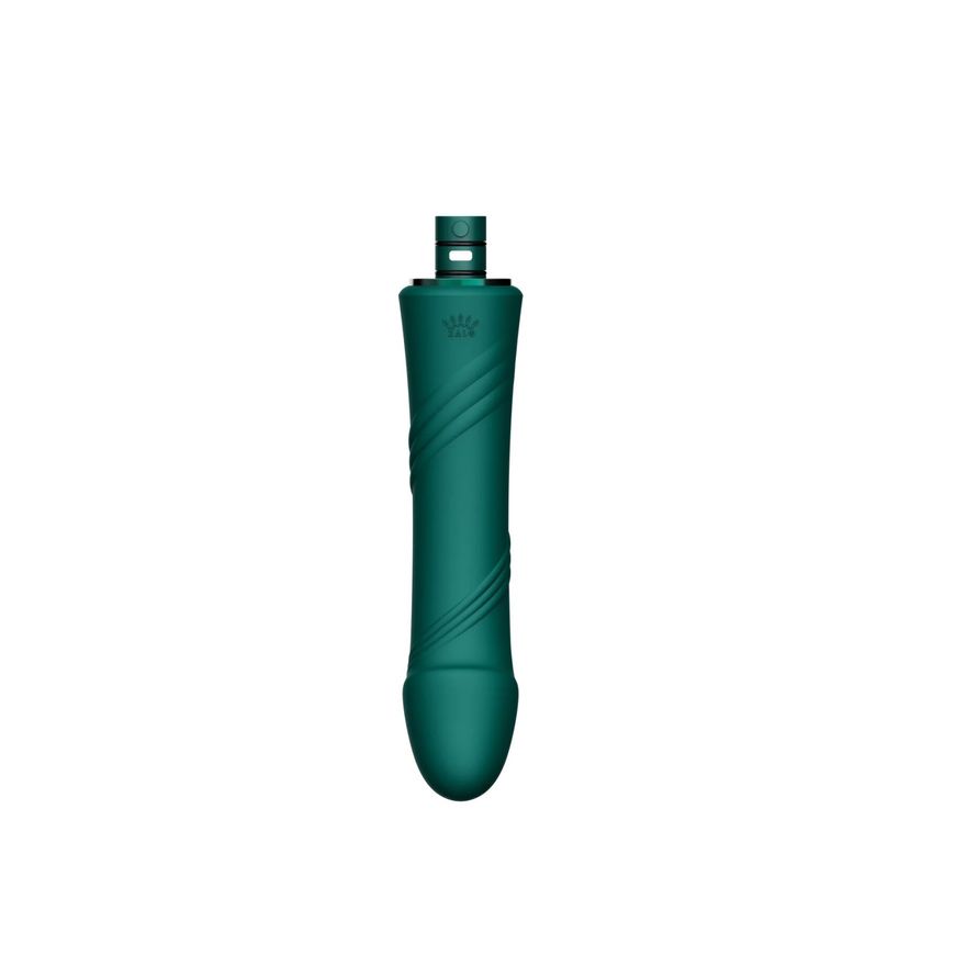Компактна смарт секс-машина Zalo – Sesh Turquoise Green, 2 насадки, пульт ДК, кристал Swarovski