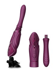Компактная смарт секс-машина Zalo – Sesh Velvet Purple, 2 насадки, пульт ДУ, кристалл Swarovski