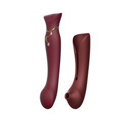 Смартвібратор 3в1 Zalo &mdash; Queen Set Wine Red, пульсівна перлина та вакуум, кристал Swarovski