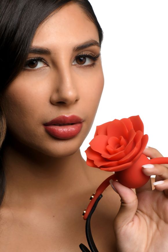 Силіконовий кляп з трояндою Master Series: Blossom Silicone Rose Gag – Red