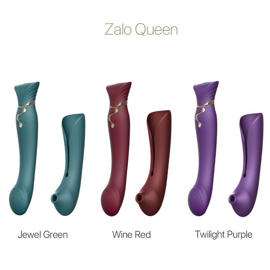 Смартвібратор 3в1 Zalo &mdash; Queen Set Wine Red, пульсівна перлина та вакуум, кристал Swarovski