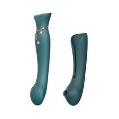 Смартвібратор 3в1 Zalo &mdash; Queen Set Jewel Green, пульсівна перлина та вакуум, кристал Swarovski