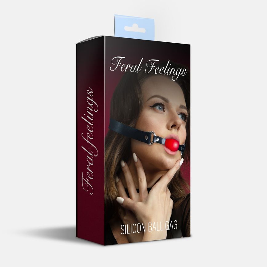 Кляп силіконовий Feral Feelings Silicon Ball Gag Black/Red, чорний ремінець, червона кулька