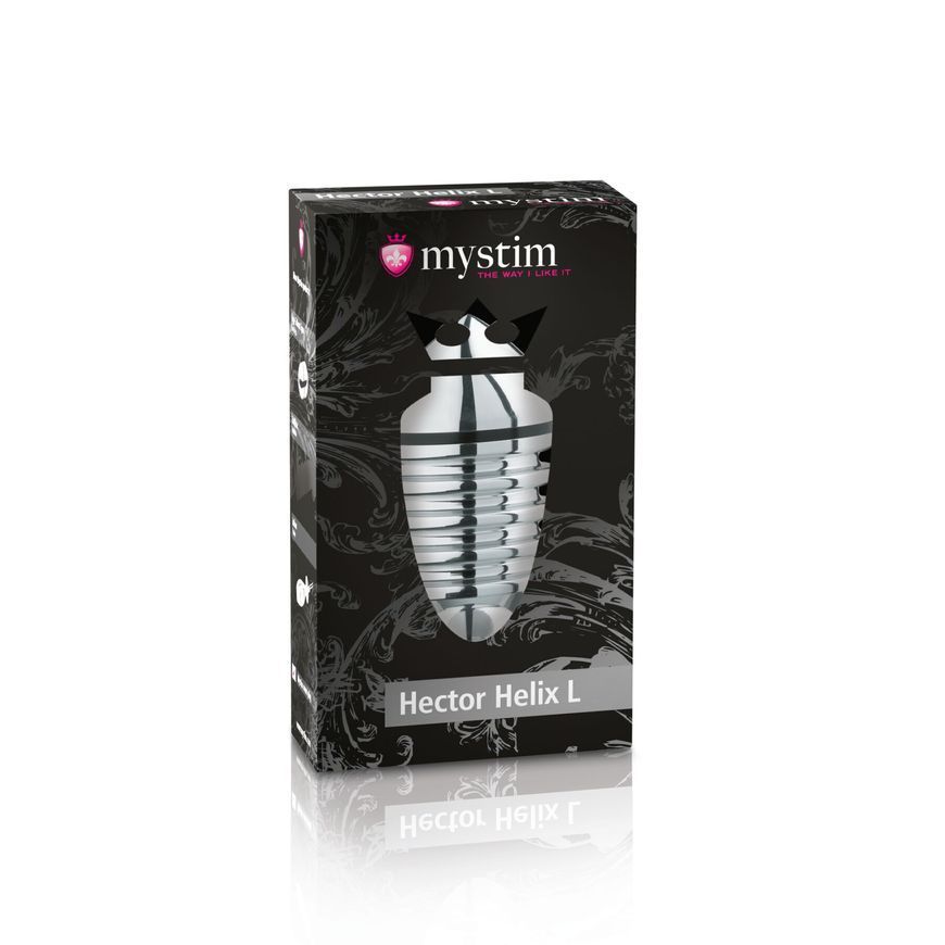 Металева анальна пробка Mystim Hector Helix L для електростимулятора, діаметр 5 см