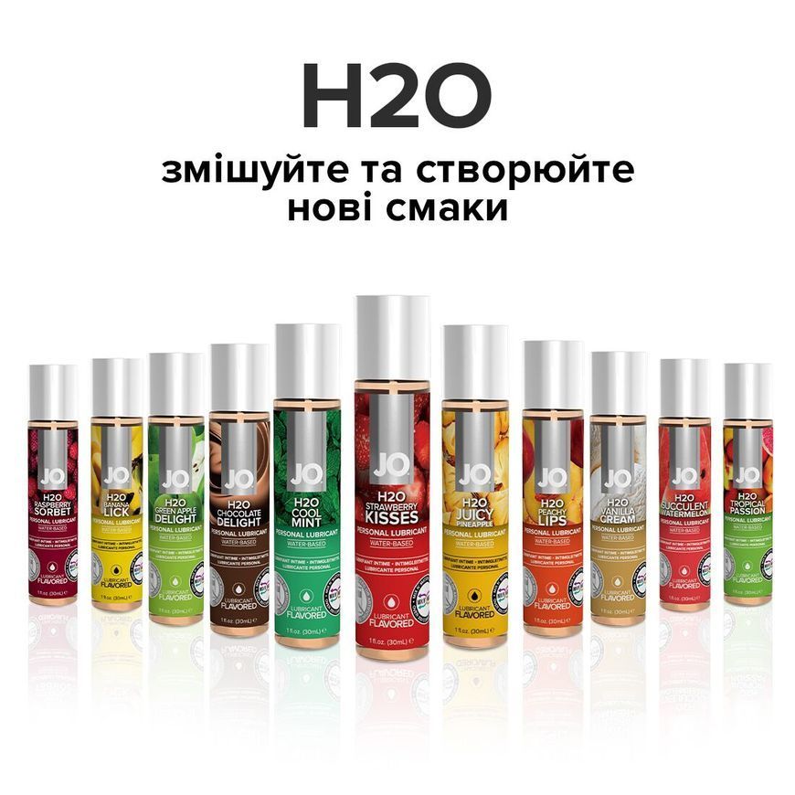 Змазка на водній основі System JO H2O &mdash; Strawberry Kiss (60 мл) без цукру, рослинний гліцерин