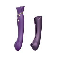 Смартвібратор 3в1 Zalo &mdash; Queen Set Twilight Purple, пульсівна перлина та вакуум, кристал Swarovski