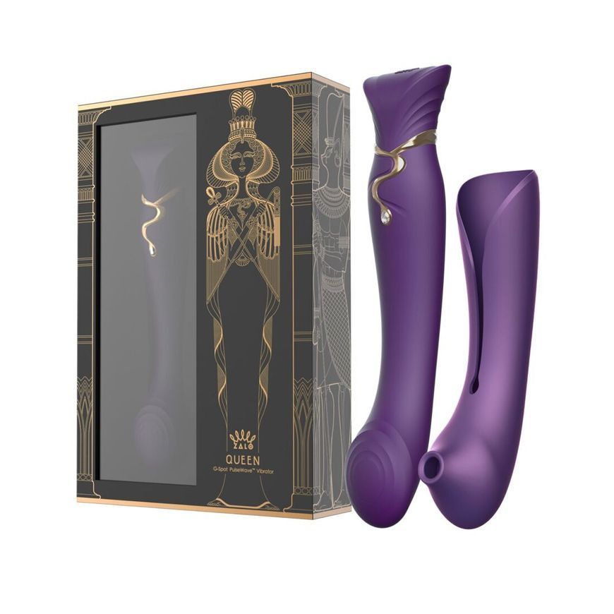 Смартвібратор 3в1 Zalo &mdash; Queen Set Twilight Purple, пульсівна перлина та вакуум, кристал Swarovski