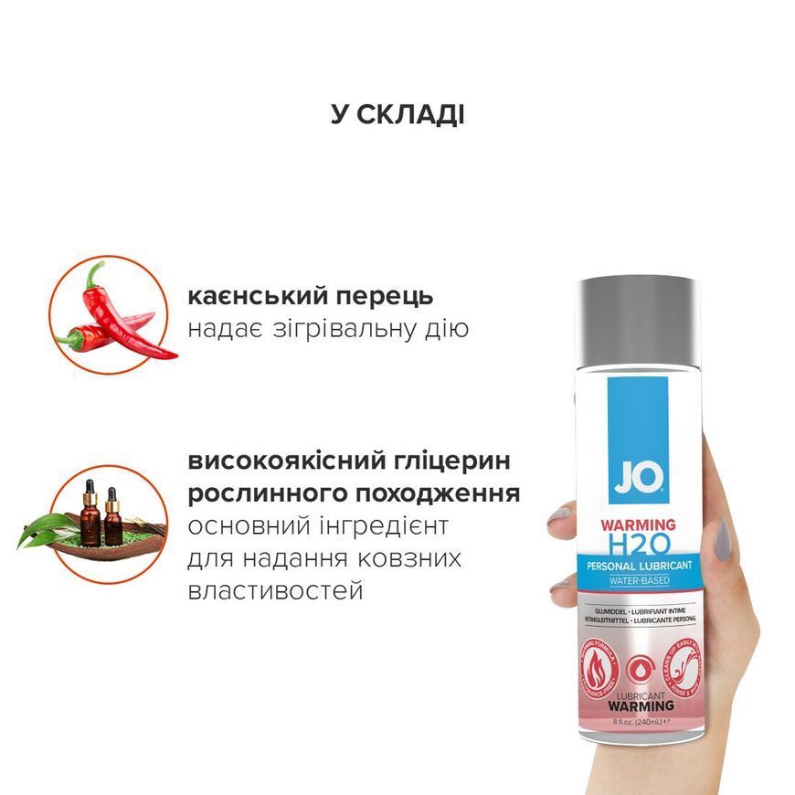 Зігрівальна змазка на водній основі System JO H2O WARMING (30 мл) з екстрактом перцевої м&rsquo;яти