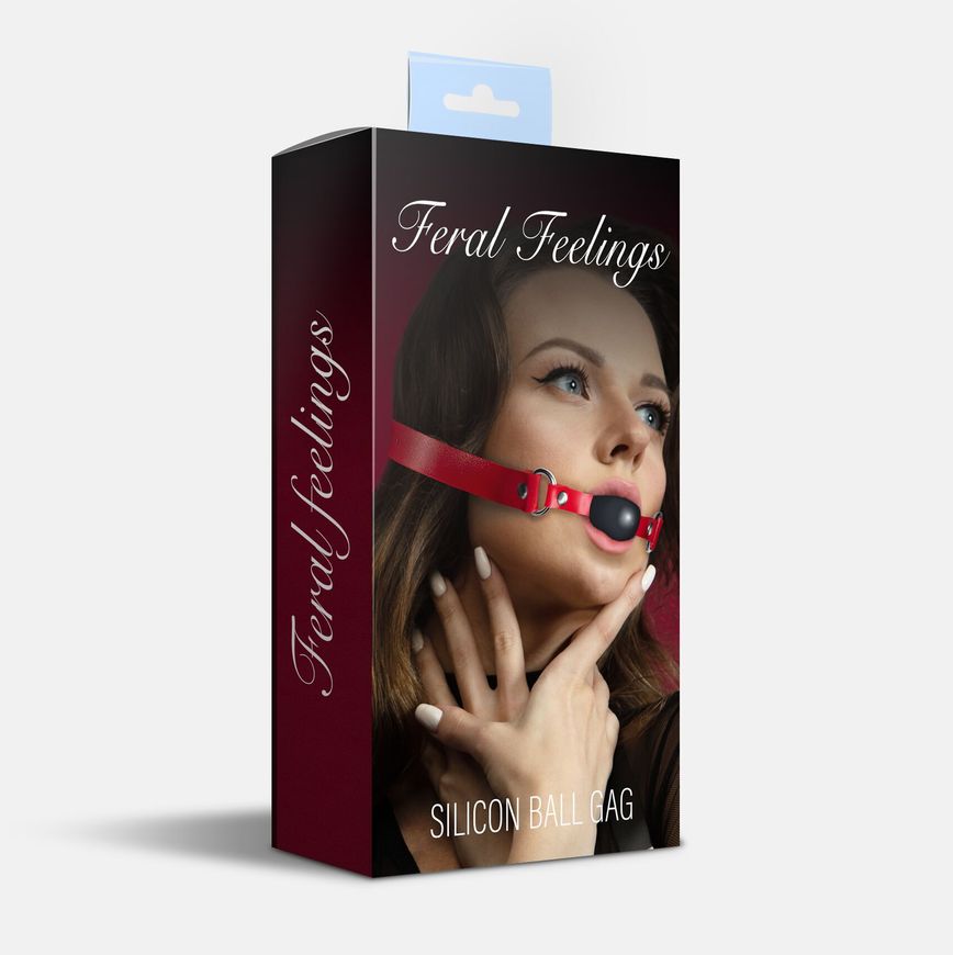 Кляп силіконовий Feral Feelings Silicon Ball Gag Red/Black, червоний ремінець, чорна кулька