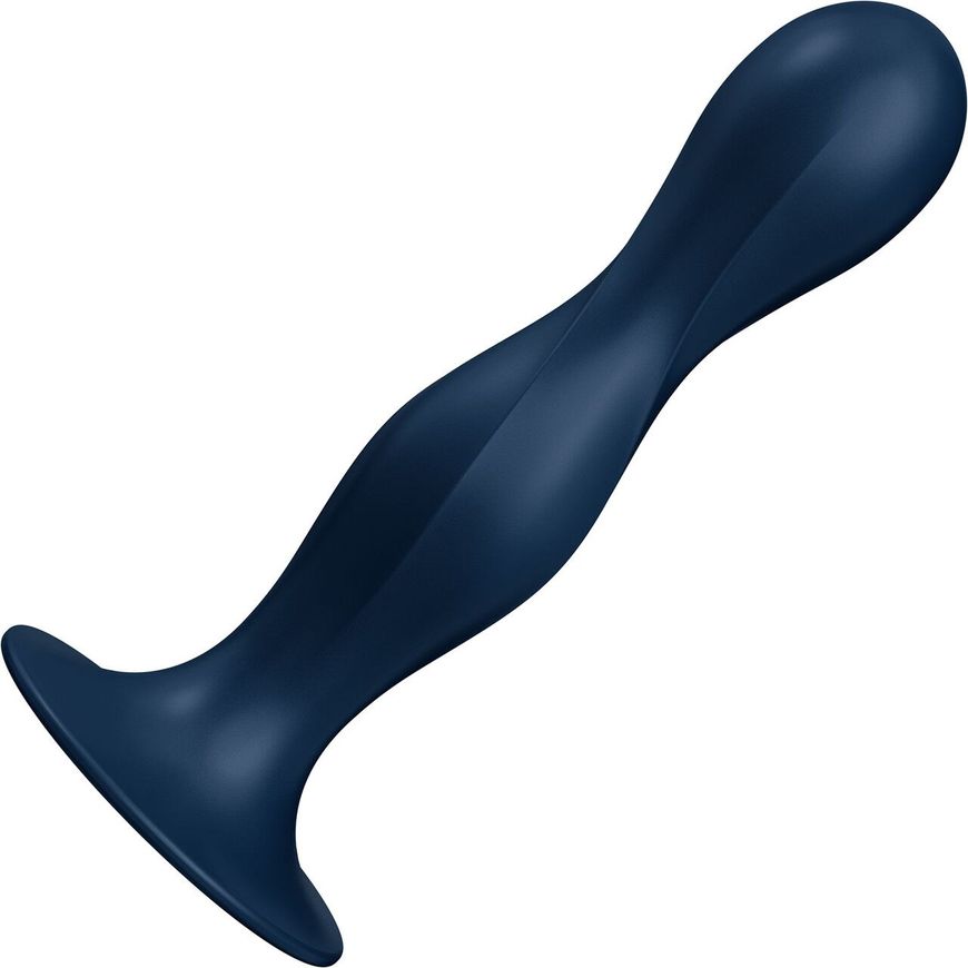 Дилдо Satisfyer Double Ball-R Dark Blue, унисекс, подвижные шарики внутри, на присоске