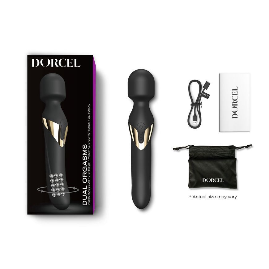 Вібромасажер 2-в-1 Dorcel Dual Orgasms Gold класичний масажер і вібратор з перловим масажем