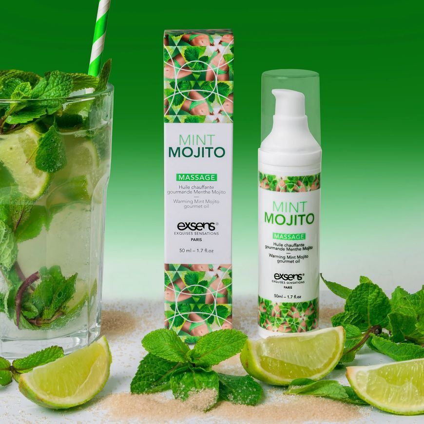 Масажна олія EXSENS Mojito 50мл розігріває, без цукру, без парабенів, їстівна