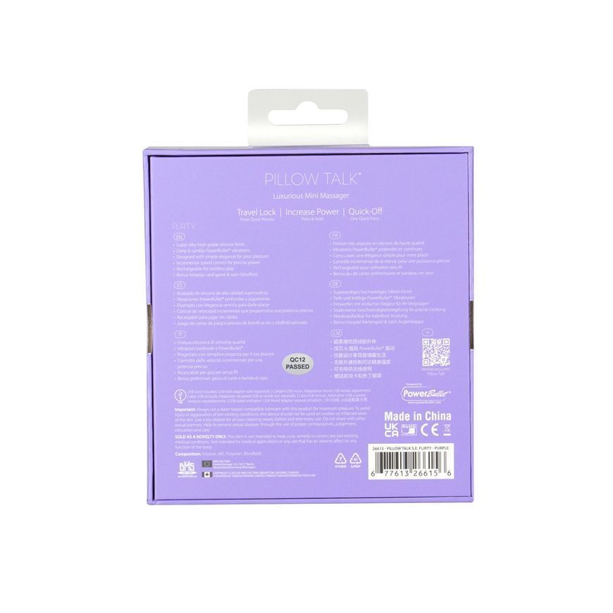 Розкішний вібратор Pillow Talk Flirty Purple Special Edition, Сваровскі, пов&rsquo;язка на очі+гра, Фіолетовий