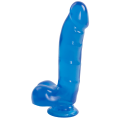 Фалоімітатор Doc Johnson Jelly Jewels Cock & Balls Blue, діаметр 3,6 см, антибактеріальний ПВХ
