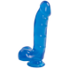 Фалоімітатор Doc Johnson Jelly Jewels Cock & Balls Blue, діаметр 3,6 см, антибактеріальний ПВХ