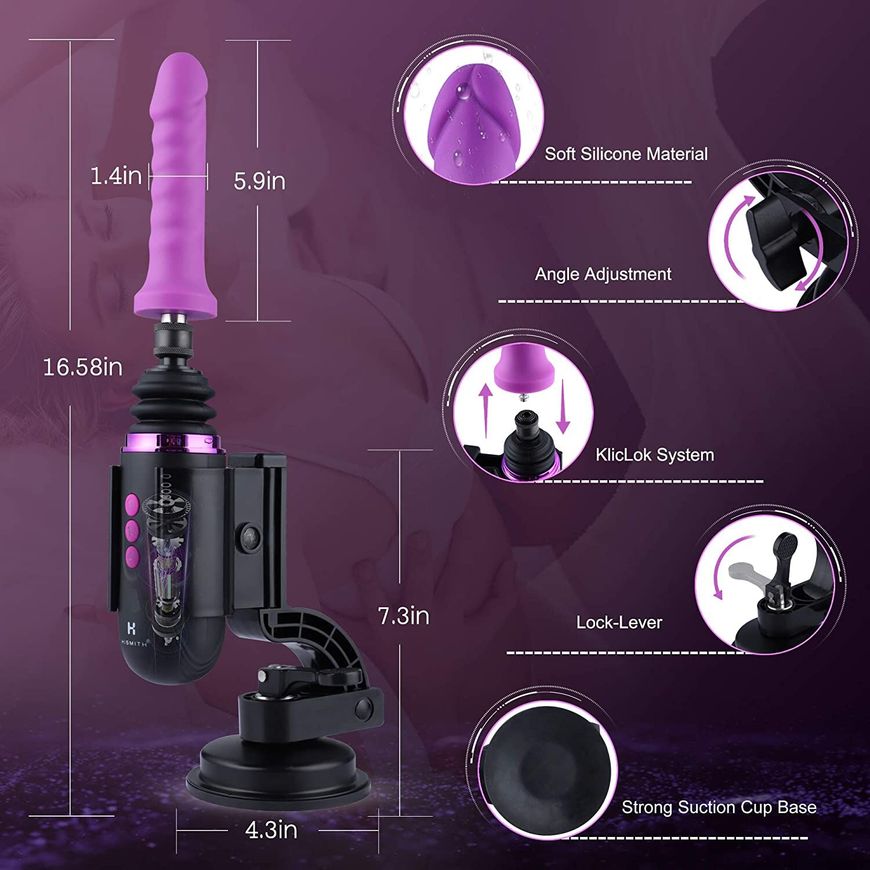 Міні секс-машина Hismith Mini Capsule Sex-Machine with Strong Suction Cup, потужна, перезаряджувана