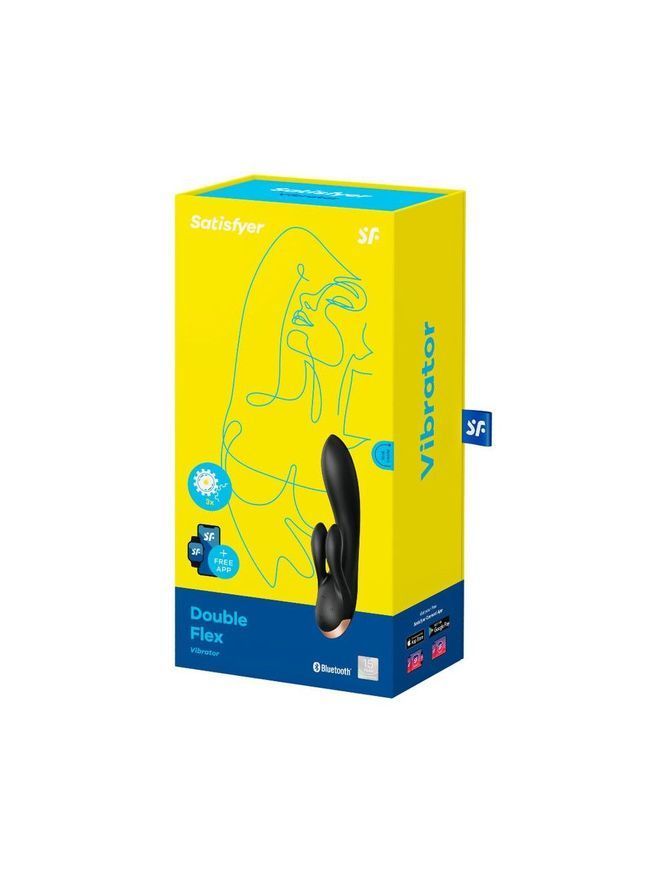 Смарт вібратор кролик із подвійним відростком Satisfyer Double Flex Black