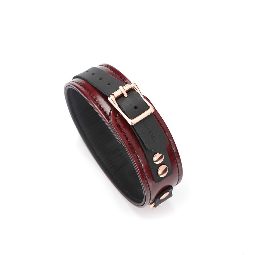 Шкіряний нашийник з повідцем Liebe Seele Wine Red Collar and Leash, 3 кільця для кріплення