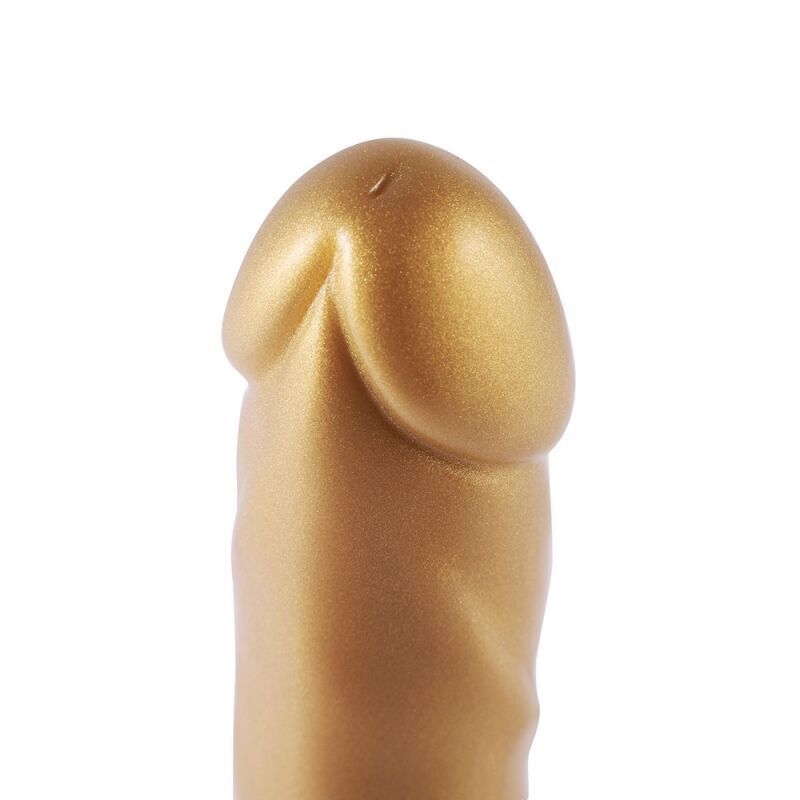 Золотий фалоімітатор Hismith 6.8&Prime; Golden Silicone Dildo, система KlicLok