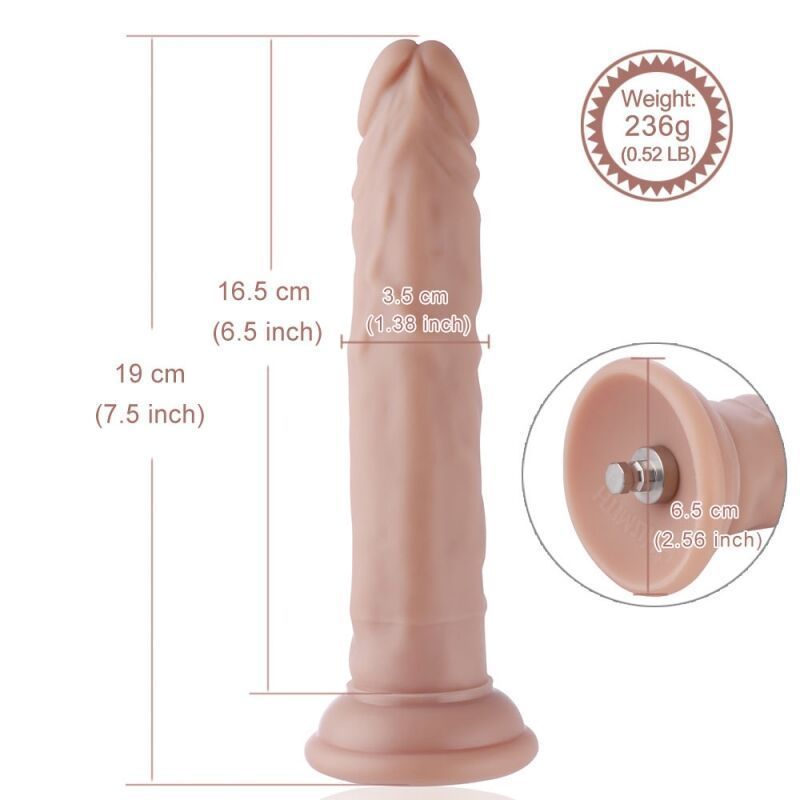 Реалістичний фалоімітатор для секс-машин Hismith 7.5&Prime; Flexible Silicone Dildo, система KlicLok