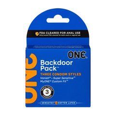 Набір презервативів ONE Backdoor, 3 шт, 3 види, картонне паковання