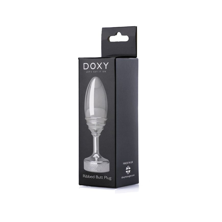 Металева анальна пробка DOXY Butt Plug RIBBED, ребриста, діаметр 3,3 см