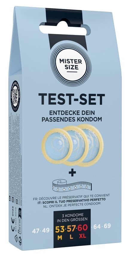 Набір презервативів Mister Size test-set 53&ndash;57&ndash;60, 3 розміри + лінійка, товщина 0,05 мм