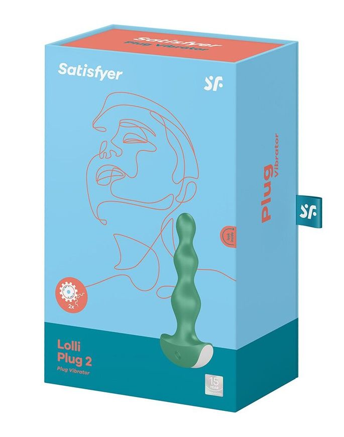 Анальный стимулятор-бусины с двумя моторами Satisfyer Lolli-Plug 2 Green