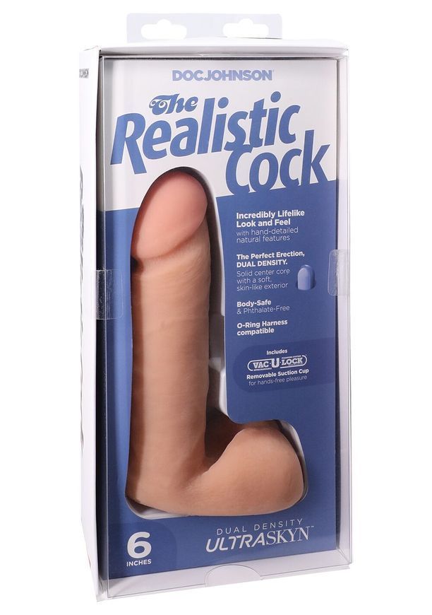 Фалоімітатор Doc Johnson The Realistic Cock 6 inch White &ndash; ULTRASKYN, Vack-U-Lock, діаметр 4,3 см