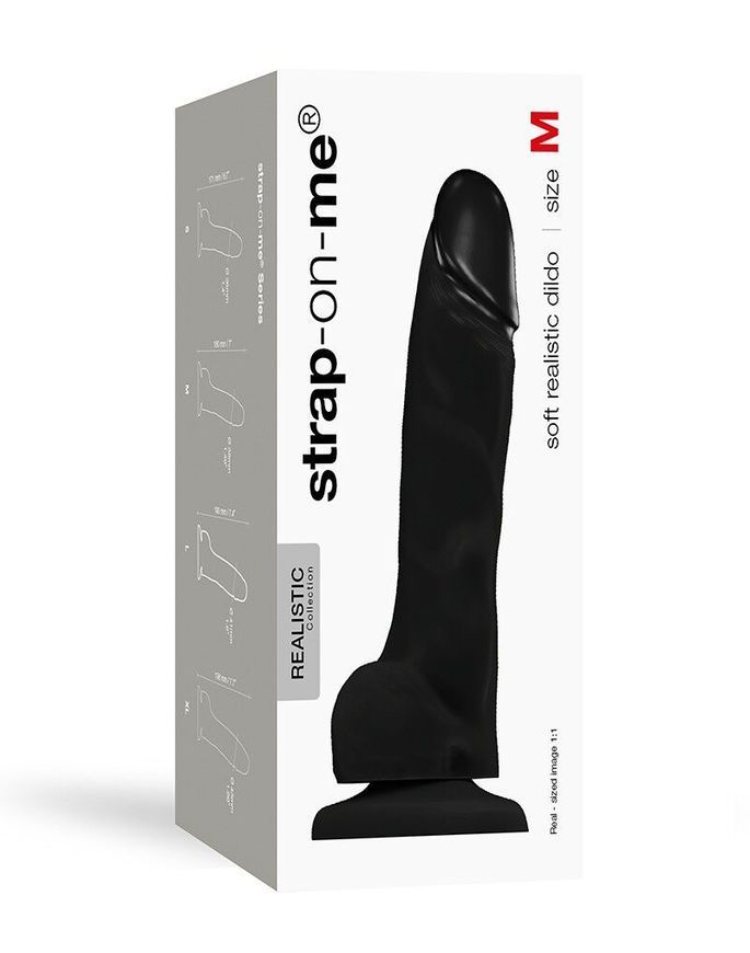 Реалистичный фаллоимитатор Strap-On-Me SOFT REALISTIC DILDO Black - Size M