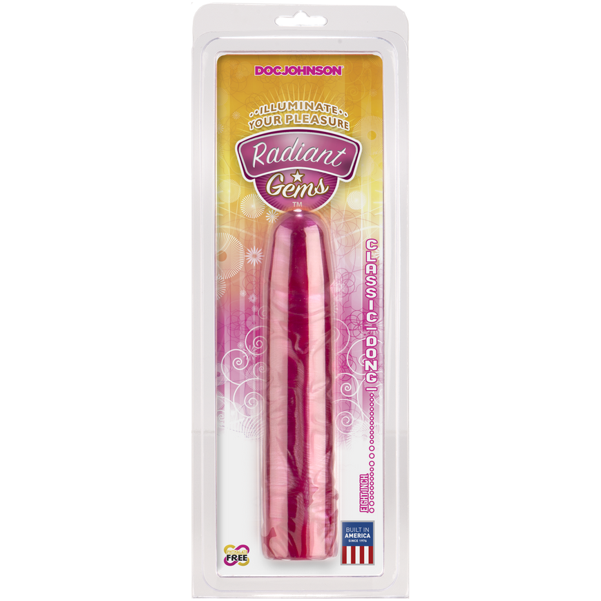 Фалоімітатор Doc Johnson Radiant Gems 8 Inch Fuchsia, діаметр 4,3 см, антибактеріальний ПВХ