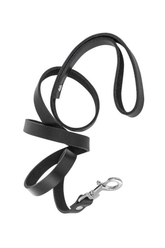 Повідець з натуральної шкіри Fetish Tentation Premium Patent leather chocker and leash